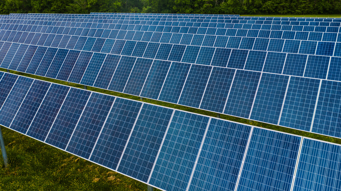 Solar panels in modern photovoltaic power station